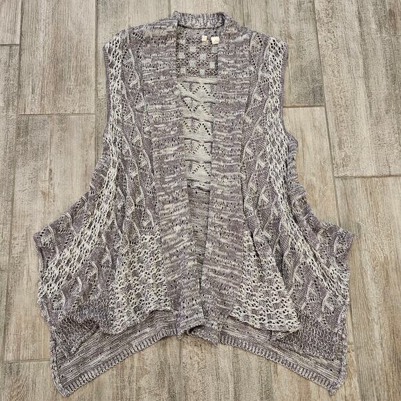 Anthropologie Moth Cardigan Women M/L Lavena Pointelle Draped Open Front Sweater - Picture 10 of 16